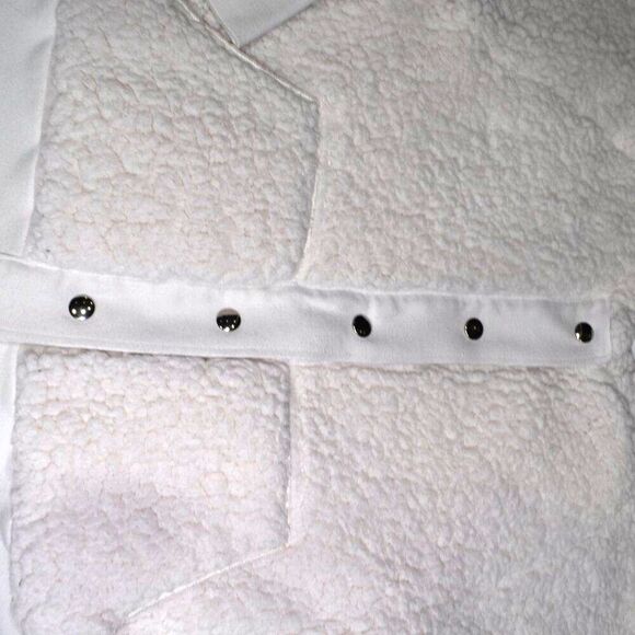 NSF Sherpa Bomber Jacket Womens Medium White Super Soft Lightweight Teddy Coat - Picture 9 of 13